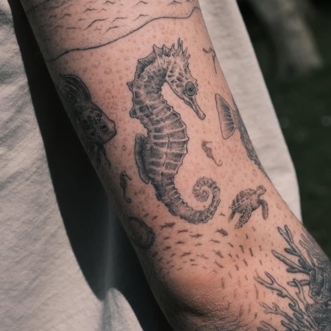 Seahorse wildlife tattoo